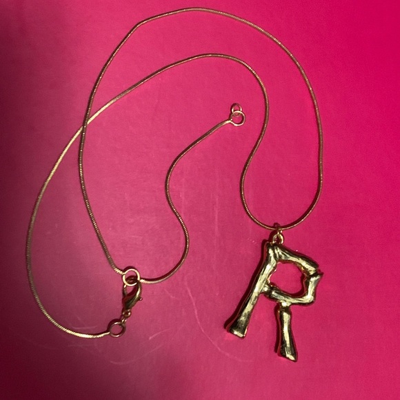 Bamboo “R” initial necklace
